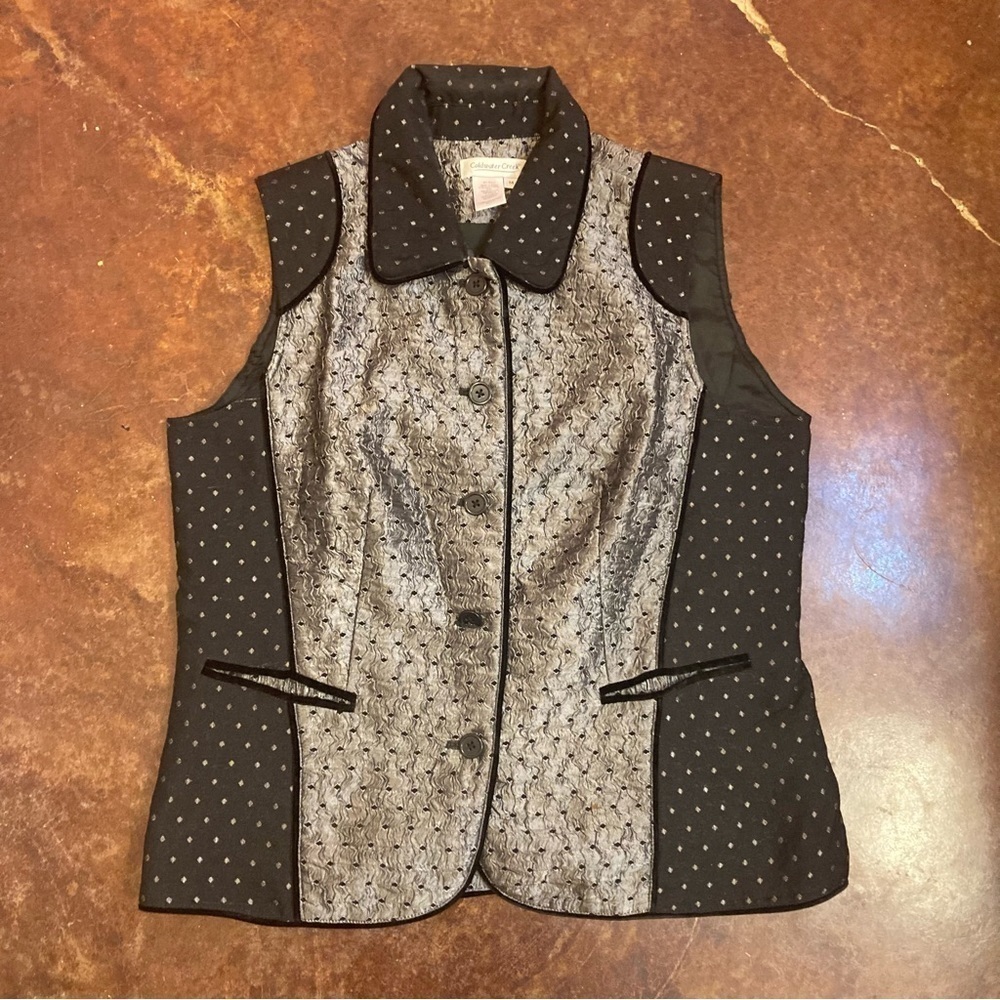 Ladies Coldwater Creek Black Silver/Grey Metallic Vest